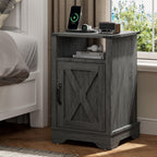 Bedside Table with Charging Station 2 Ac Outlets