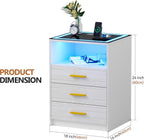 Bedside Table with Charging Station 3 Colour Dimmable
