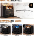 Bedside Table with Charging Station 3 Colour Dimmable