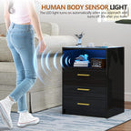 Bedside Table with Charging Station 3 Colour Dimmable
