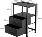 Bedside Table with Charging Station 40CM Wide Bed (Set of 2)