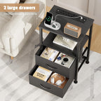 Bedside Table with Charging Station 40CM Wide Bed (Set of 2)