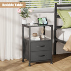 Bedside Table with Charging Station 40CM Wide Bed (Set of 2)