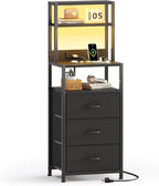 Bedside Table with Charging Station and LED