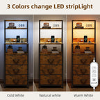 Bedside Table with Charging Station and LED