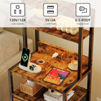 Bedside Table with Charging Station and LED
