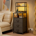 Bedside Table with Charging Station and LED