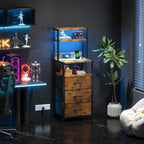 Bedside Table with Charging Station and LED