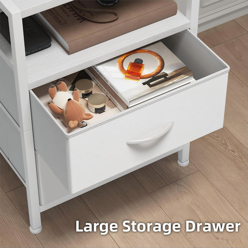 Bedside Table with Charging Station and LED Light