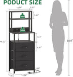 Bedside Table with Charging Station and LED Tall