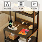 Bedside Table with Charging Station and LED Tall
