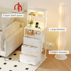 Bedside Table with Charging Station and LED Tall