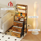 Bedside Table with Charging Station and LED Tall