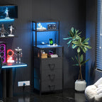 Bedside Table with Charging Station and LED Tall