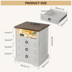 Bedside Table with Hidden Drawer and LED Lights