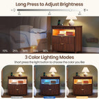 Bedside Table with Hidden Drawer and LED Lights