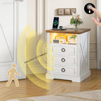 Bedside Table with Hidden Drawer and LED Lights