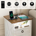 Bedside Table with Hidden Drawer and LED Lights