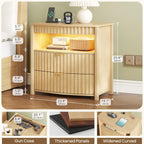 Bedside Table with Hidden Drawer and LED Lights