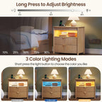 Bedside Table with Hidden Drawer and LED Lights