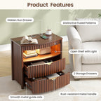 Bedside Table with Hidden Drawer and LED Lights