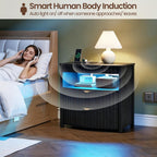 Bedside Table with Hidden Drawer and LED Lights