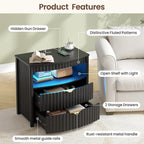 Bedside Table with Hidden Drawer and LED Lights