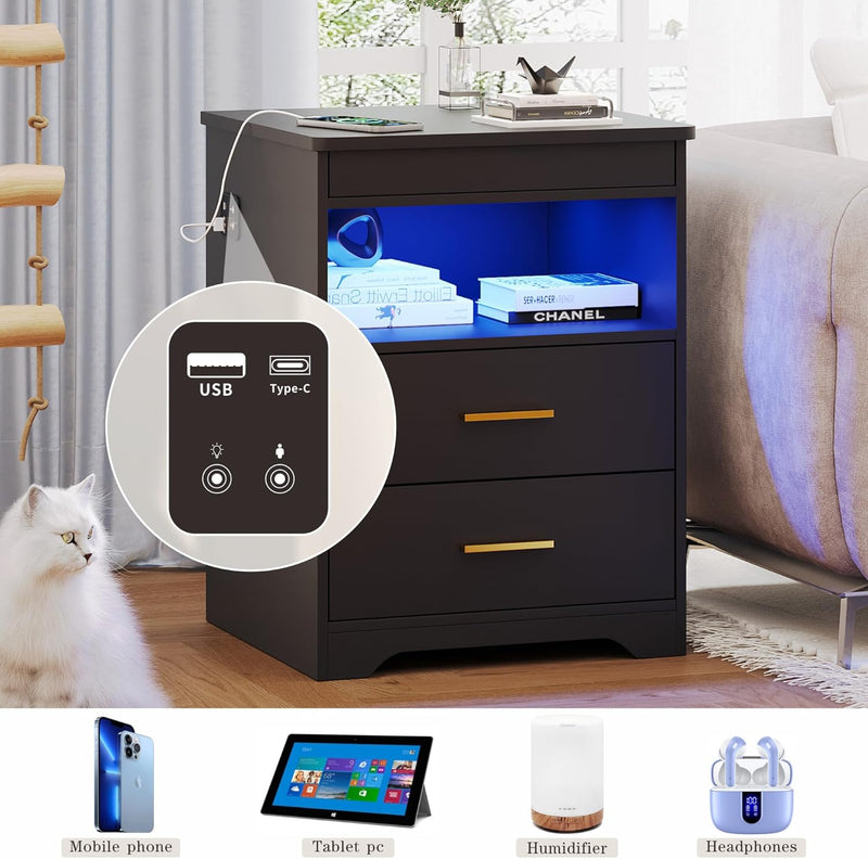 Bedside Table with Hidden Drawer for Bedroom