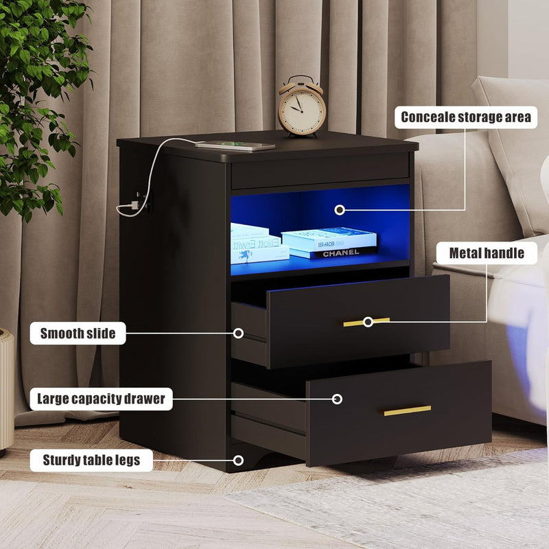 Bedside Table with Hidden Drawer for Bedroom