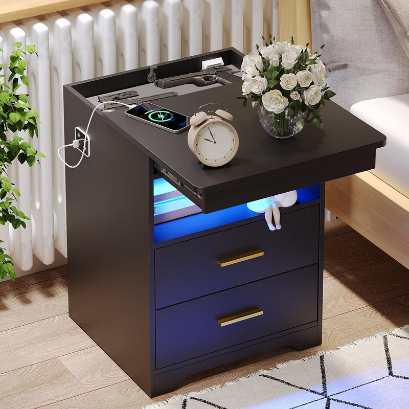 Bedside Table with Hidden Drawer for Bedroom