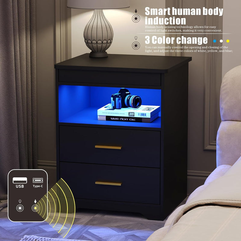 Bedside Table with Hidden Drawer for Bedroom
