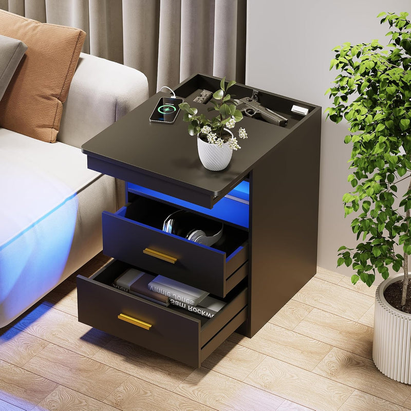 Bedside Table with Hidden Drawer for Bedroom