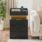 Bedside Table with LED Charging Station and Hidden