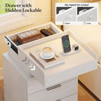 Bedside Table with LED Charging Station and Hidden