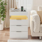 Bedside Table with LED Charging Station and Hidden