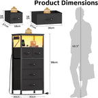 Bedside Table with LED Light and Charging Station