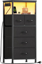 Bedside Table with LED Light and Charging Station