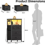 Bedside Table with LED Light and Charging Station