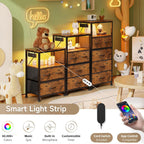 Bedside Table with LED Light and Charging Station
