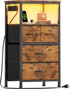 Bedside Table with LED Light and Charging Station