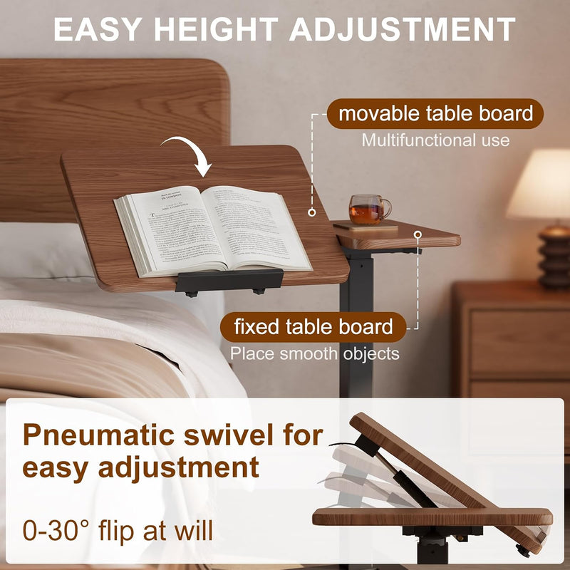 Bedside Table Wood Bed with Wheels Walnut