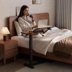 Bedside Table Wood Bed with Wheels Walnut