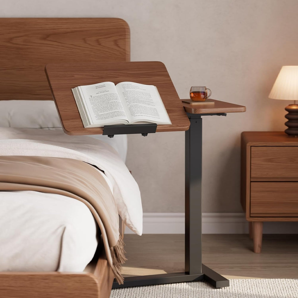 Bedside Table Wood Bed with Wheels Walnut