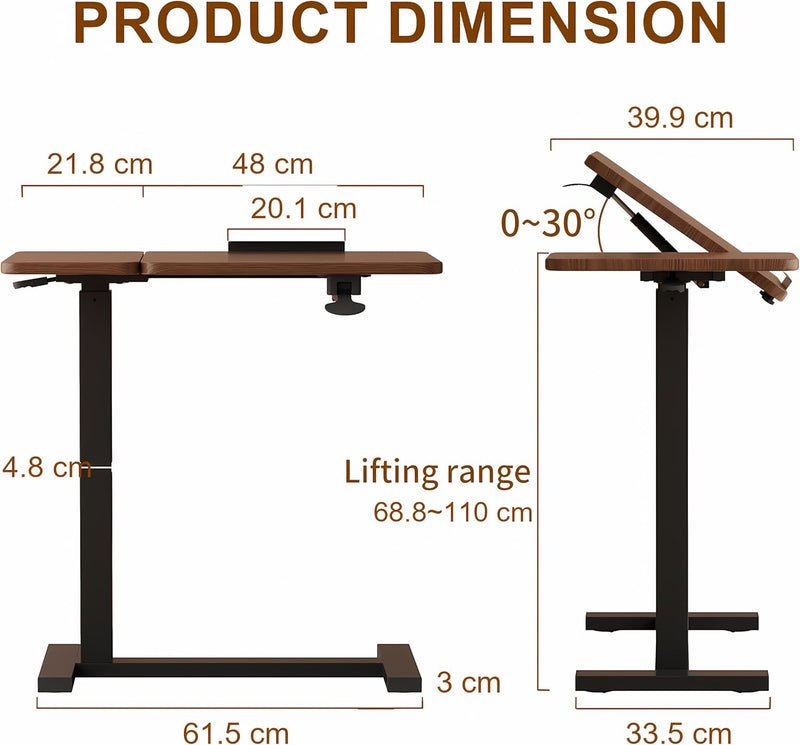Bedside Table Wood Bed with Wheels Walnut