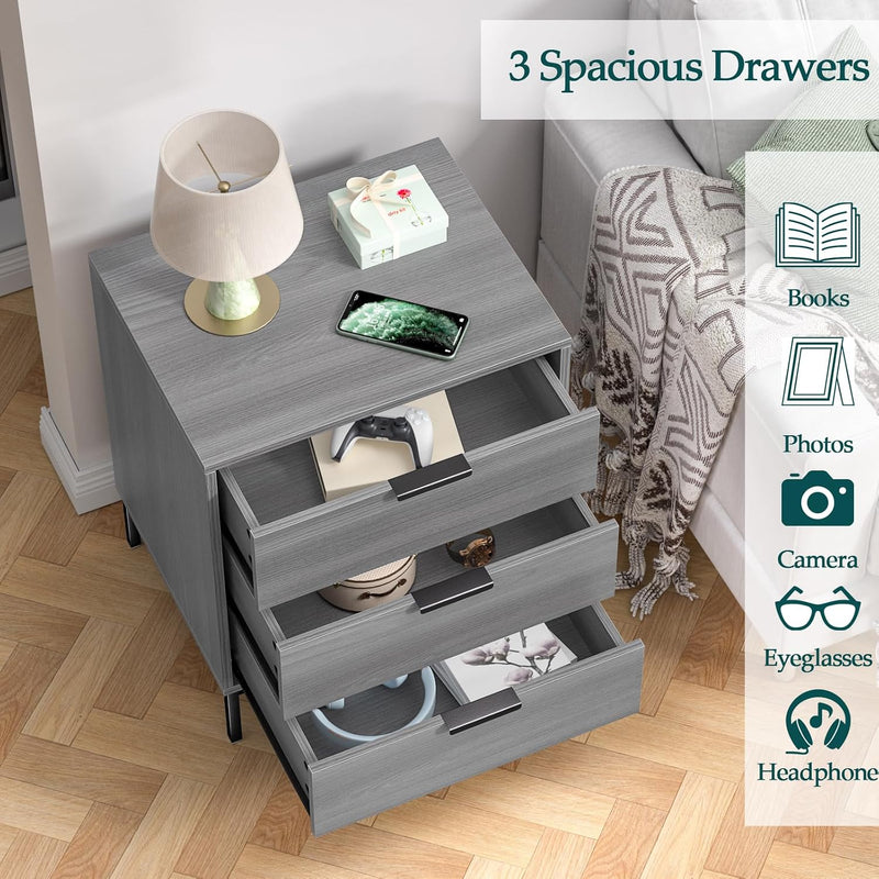 Bedside Tables 3 Drawers Chest of Dresser
