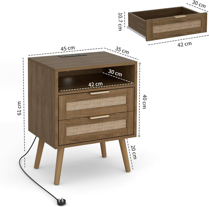 Bedside Tables Adjustable Lighting Nightstand with LED Lights (Set of 2)