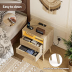 Bedside Tables Adjustable Lighting Nightstand with LED Lights (Set of 2)