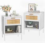 Bedside Tables Cabinet with Drawer Open Shelf Modern (Set of 2)
