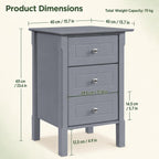 Bedside Tables Nightstands with 3 Drawers (Set of 2)