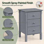 Bedside Tables Nightstands with 3 Drawers (Set of 2)